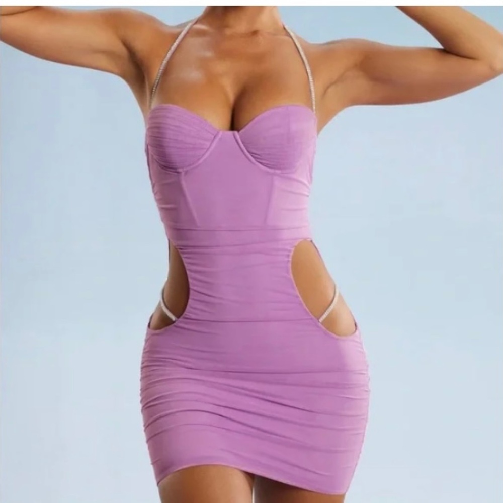 Oh Polly Embellished Rhinestone Purple Dress